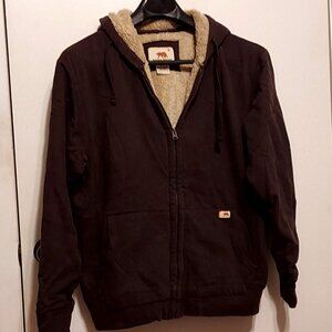 Dakota Grizzly Mens Brown Jacket with Hood  Sz M Cotton Blend Fur like Lining